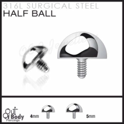 Half Ball Dermal Anchor Top Threaded In 316L Surgical Steel