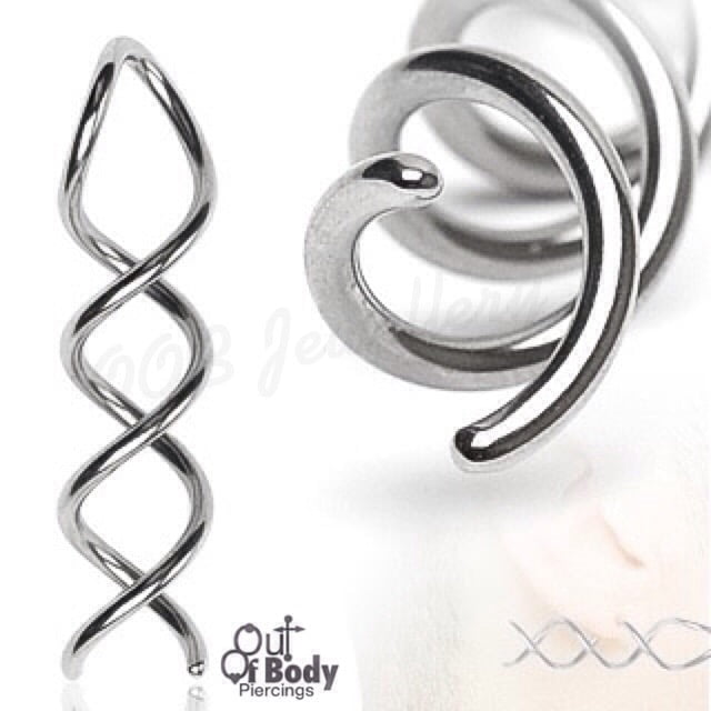 14G Long Spiral Coil Earring or Industrial Barbell
