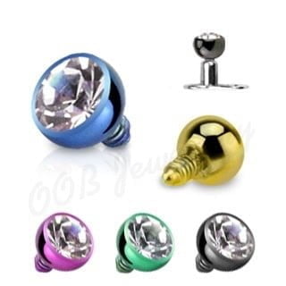 Press Fit Round Gem Dermal Top Titanium IP Over 316L S. Steel