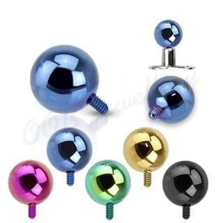 Ball Dermal Anchor Tops W/ Titanium IP Over 316L Surgical Steel