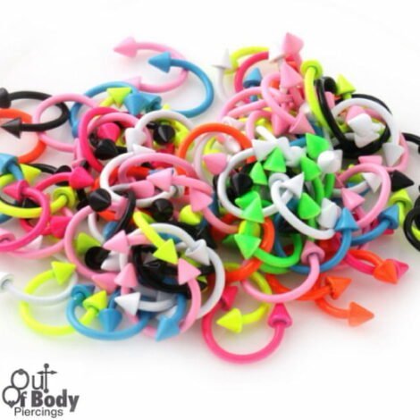 Candy Coloured Horseshoe Circular Barbell W/ Cone