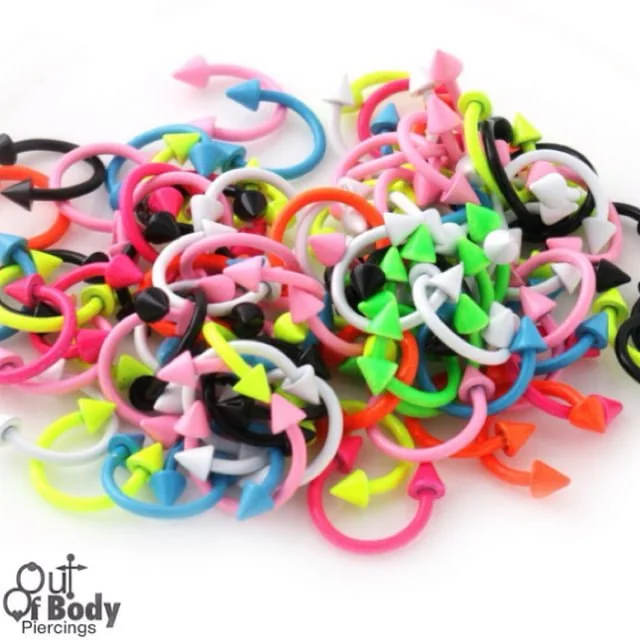 Candy Coloured Horseshoe Circular Barbell W/ Cone