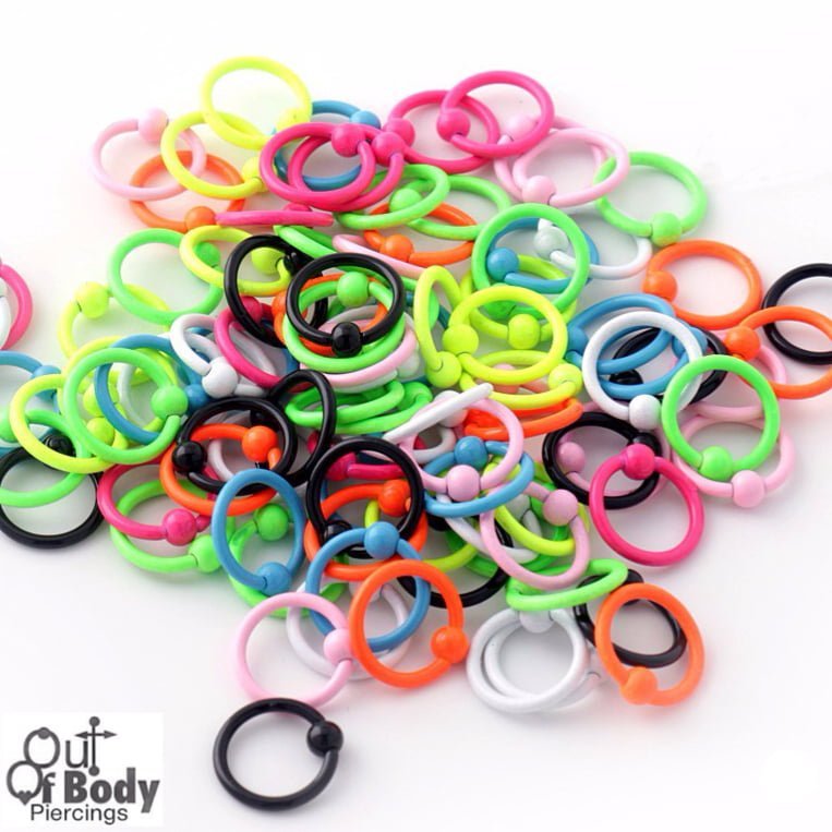 Candy Coloured Captive Bead Rings