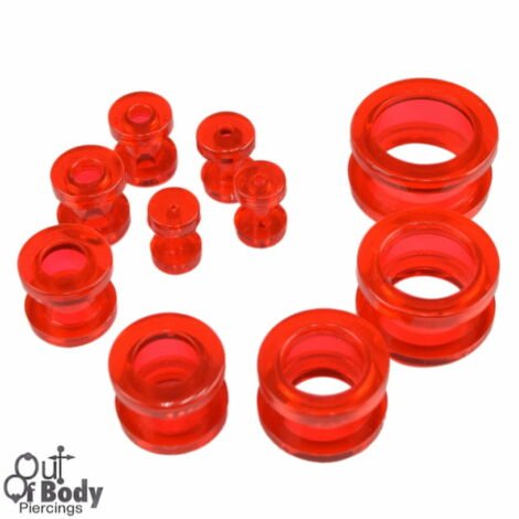 Acrylic Threaded Transparent Red Tunnel