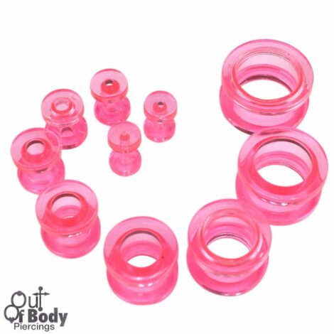 Acrylic Threaded Transparent Pink Tunnel