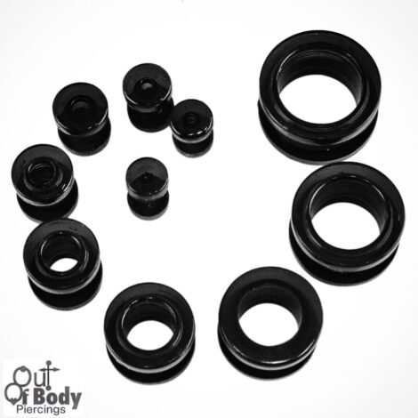 Acrylic Threaded Double Flare Tunnel In Black