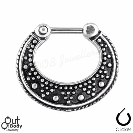Septum Clicker Hinged Two Tone Dot Pattern Nose Ring