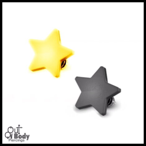 Flat Dermal Top Star W/ Titanium IP Over 316L Surgical Steel