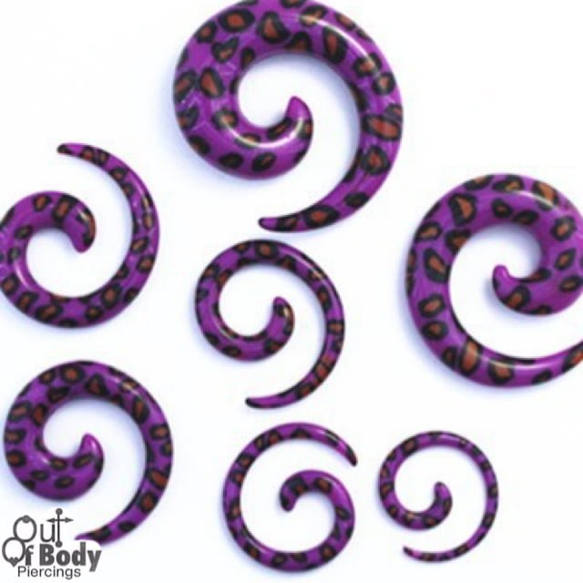 Acrylic Spiral Taper Purple W/ Leopard Print