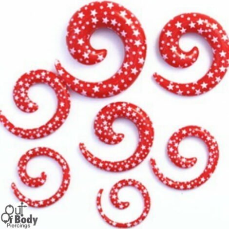 Acrylic Spiral Taper Red W/ Black Star Print