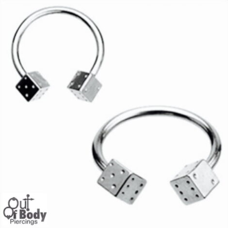 316L S. Steel Horseshoe Circular Barbell W/ Dice Ends