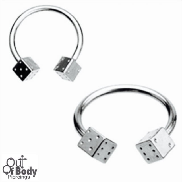 316L S. Steel Horseshoe Circular Barbell W/ Dice Ends