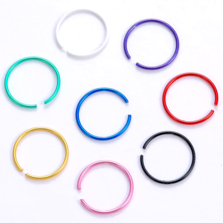 Hoop Nose Ring Pairs 22G In Titanium Electroplated Colours