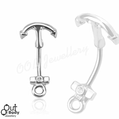 Anchor Top w/ Gems Curved Eyebrow Barbell
