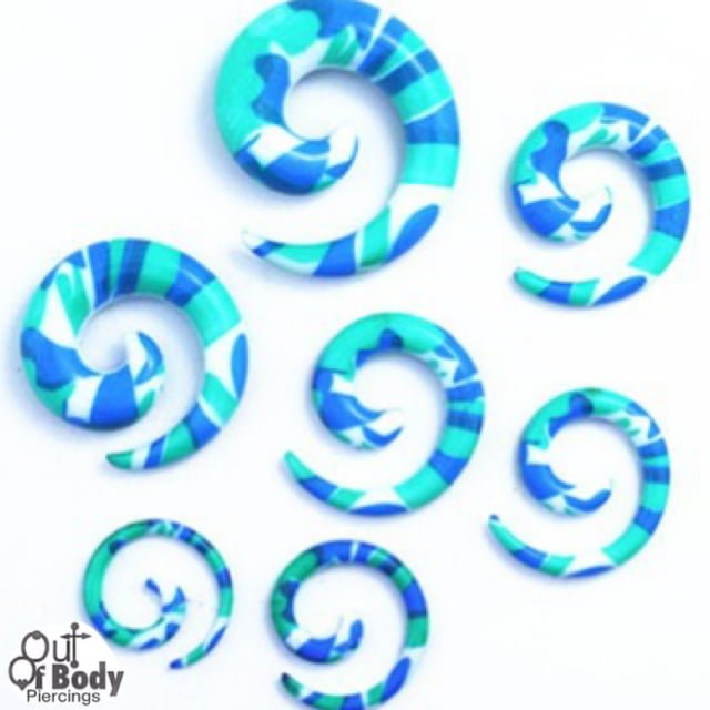 Acrylic Spiral Taper Blue Geometric Print