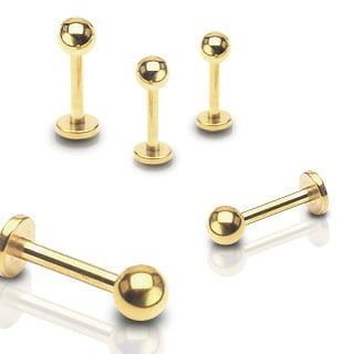 316L Steel W/ Ion Plated Gold Labret/ Monroe Ball Top