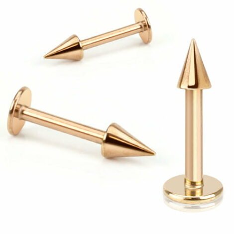 316L Steel W/ Ion Plated Rose Gold Cone Labret/ Monroe