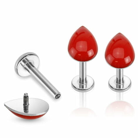 Blood Drop Enamel Top Labret/ Monroe With Internal Threading