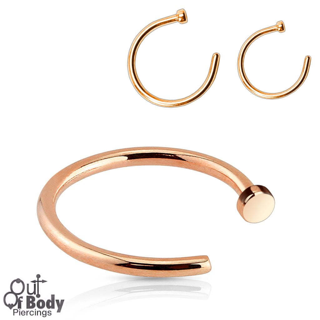 Hoop Nose Open Ring With Flat End IP Rose Gold