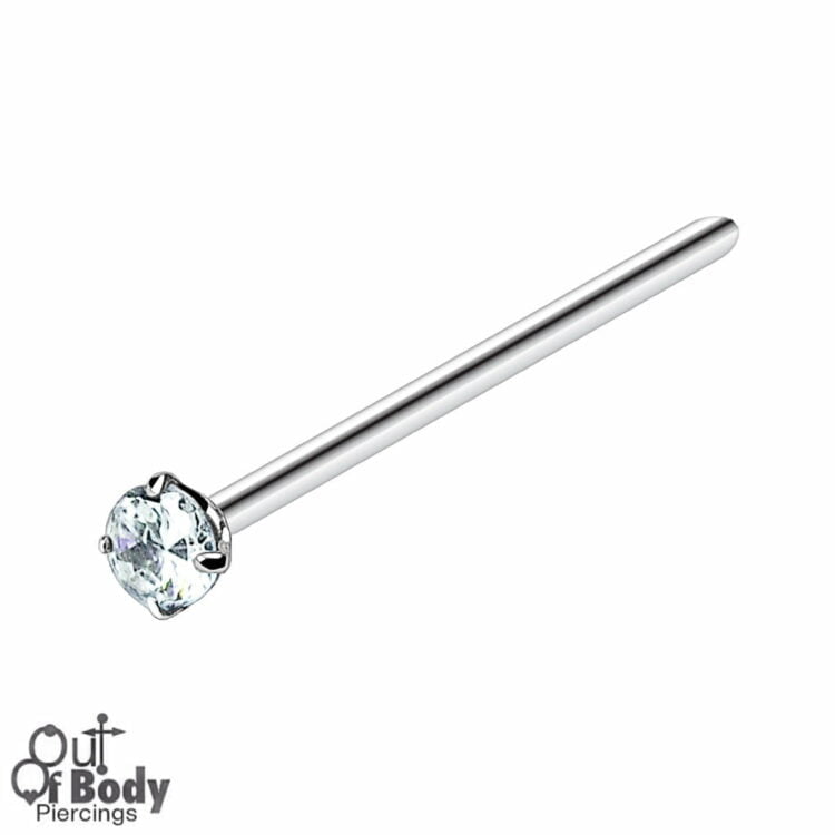 Fish Tail Bendable Prong 2mm CZ 316L Steel Nose Pin
