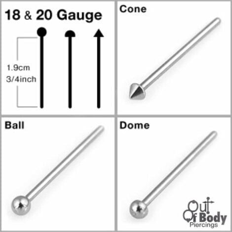 Fish Tail Bendable Nose Pin W/ Mix Shaped Tops