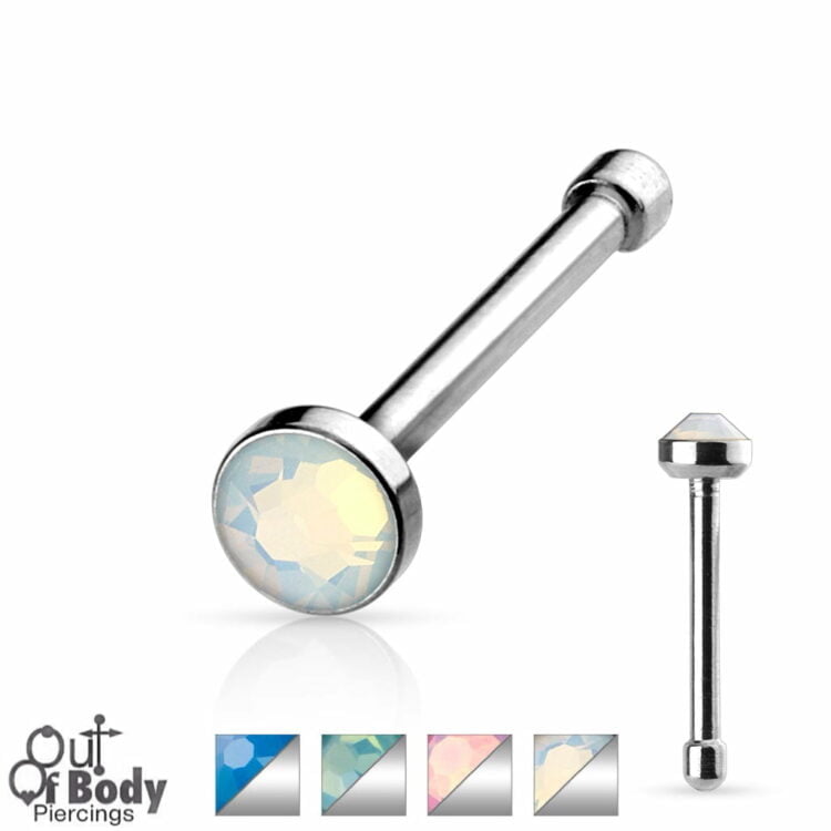 20G Opalite Stone with Press Fit Setting Nose Bone Stud