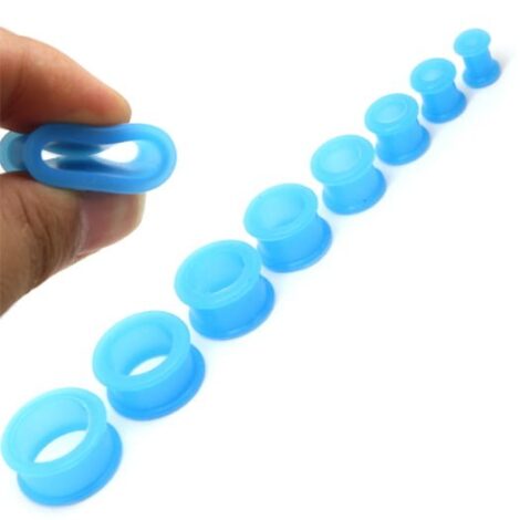 Silicon Double Flared Tunnel in Light Blue