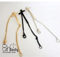 Gold, Silver & Black Cross Chain Bracelets