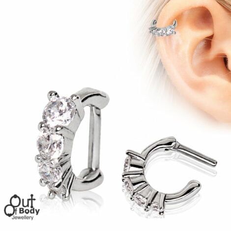 Cartilage Earring Helix Tragus Cascading CZ Clicker