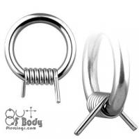316L Steel Captive Bead Ring With Twisted Wire Bead