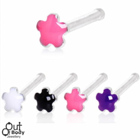 Glossy Flower Top Nose Bone