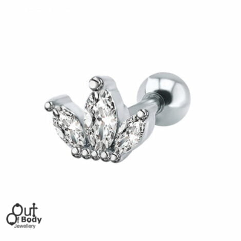 Cartilage/ Tragus Barbell w/ Small CZ Marquise Gem Top