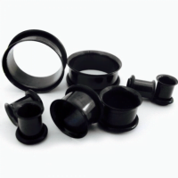 316L Steel Single Flare Black Tunnel With O-Ring