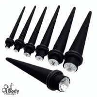 Acrylic Straight Taper Black With Crystal Bling Top