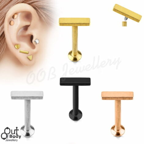 Ear Labret Stud with 6mm Bar Top Internally Threaded 316L