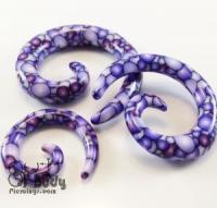 Acrylic Spiral Taper Plug In Blue W/ Laveder Purple Bubble Print