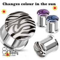 316L Steel Solar Activated Tiger Print Dome Double Flare Tunnel