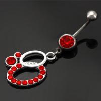 Red Cubic Zirconia Circles Belly Ring