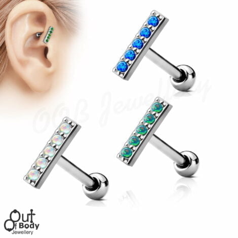Cartilage/ Helix 5 Opal Set Straight Bar Barbell