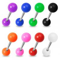 316L Steel Straight Barbell With Solid Colour Acrylic Balls