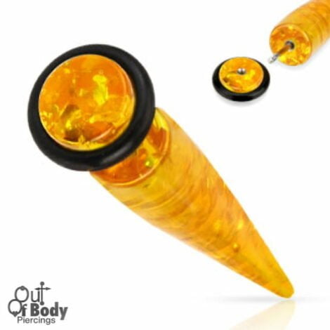 Acrylic Synthetic Amber Fake 8mm Straight Ear Taper