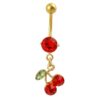 18K Gold Plated CZ Cherry Dangle Belly Ring