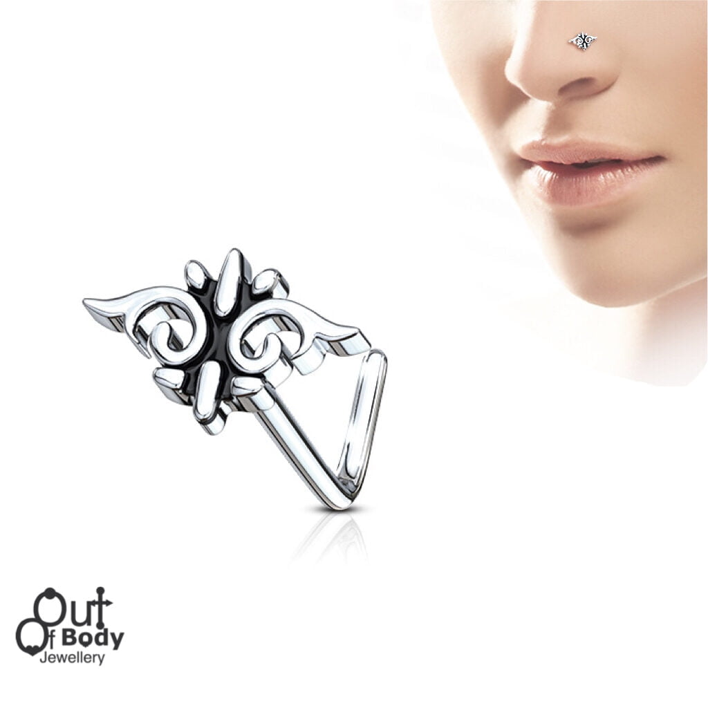 Filigree Tribal Top L Bend Nose Ring Stud