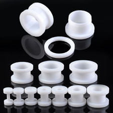 Acrylic Threaded Double Flare Tunnel In White