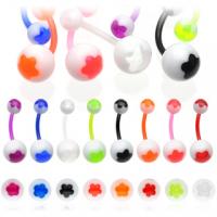 Colourful Flexible Acrylic Belly Rings With Flower balls
