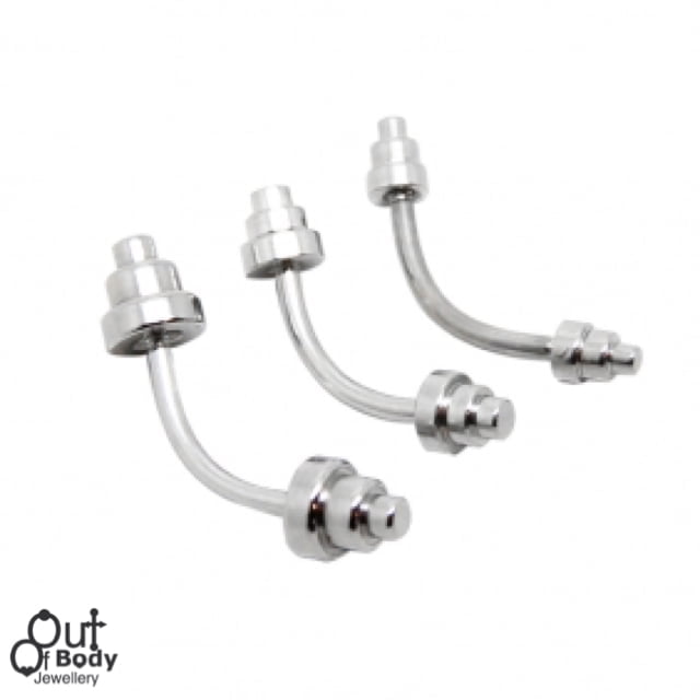 Mixed Size Curved Eyebrow Barbell W/ Dumbbell Ends