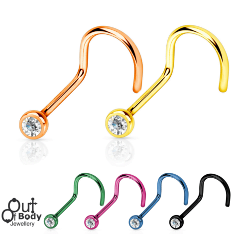 18G/ 20G Press Fit CZ Nose Screw W/ IP Titanium Colours