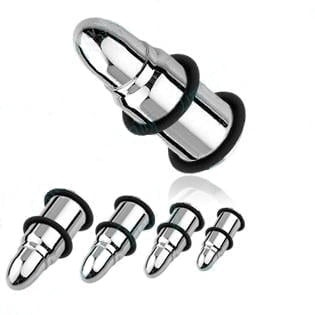 316L Surgical Steel Bullet Shaped Plug Taper W/ O-Rings
