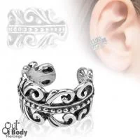 Cartilage/ Helix Ear Cuff Non Piercing W/ Carved Swirls