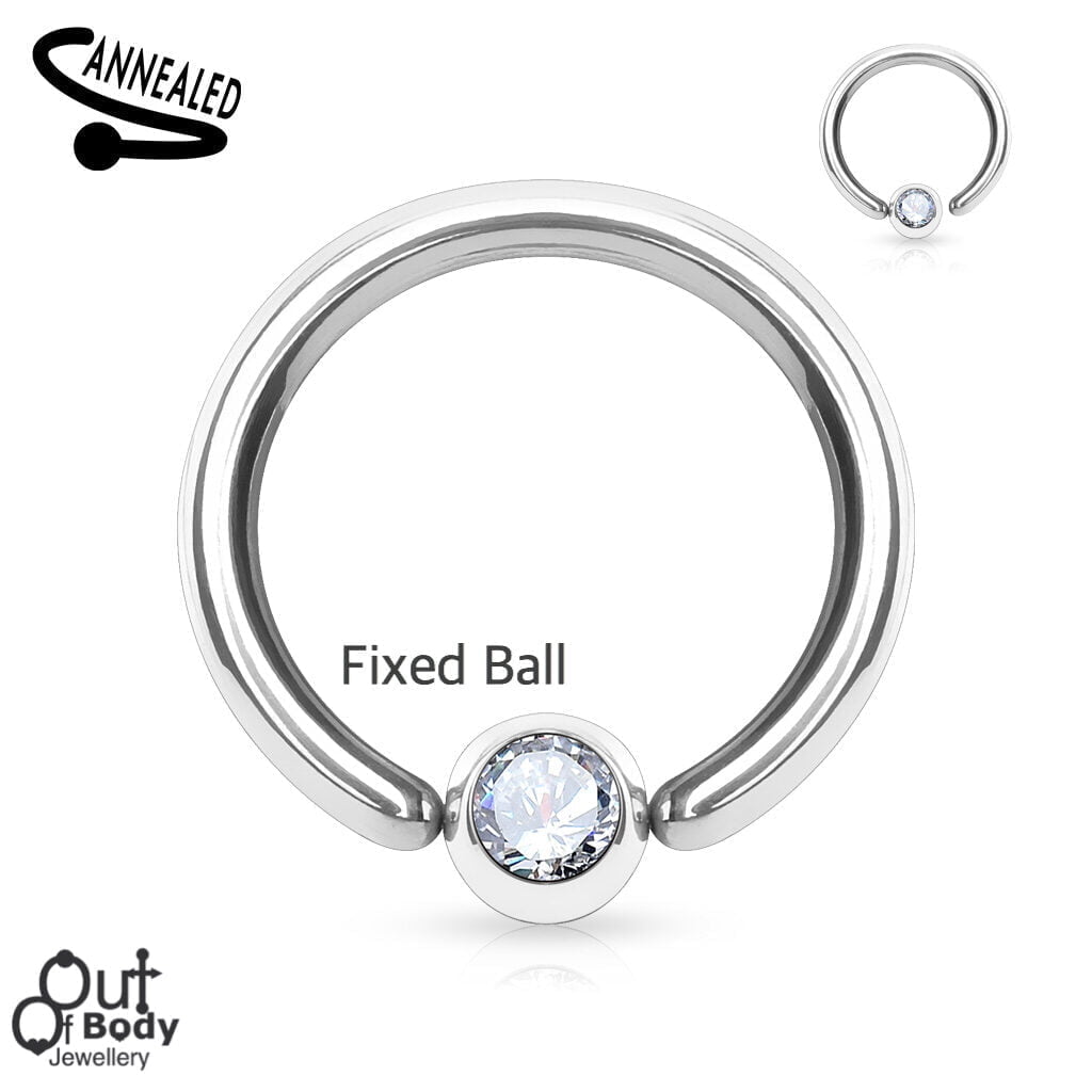 Septum Cartilage/Ear Bendable CBR Ring W/ Fixed Gem Ball